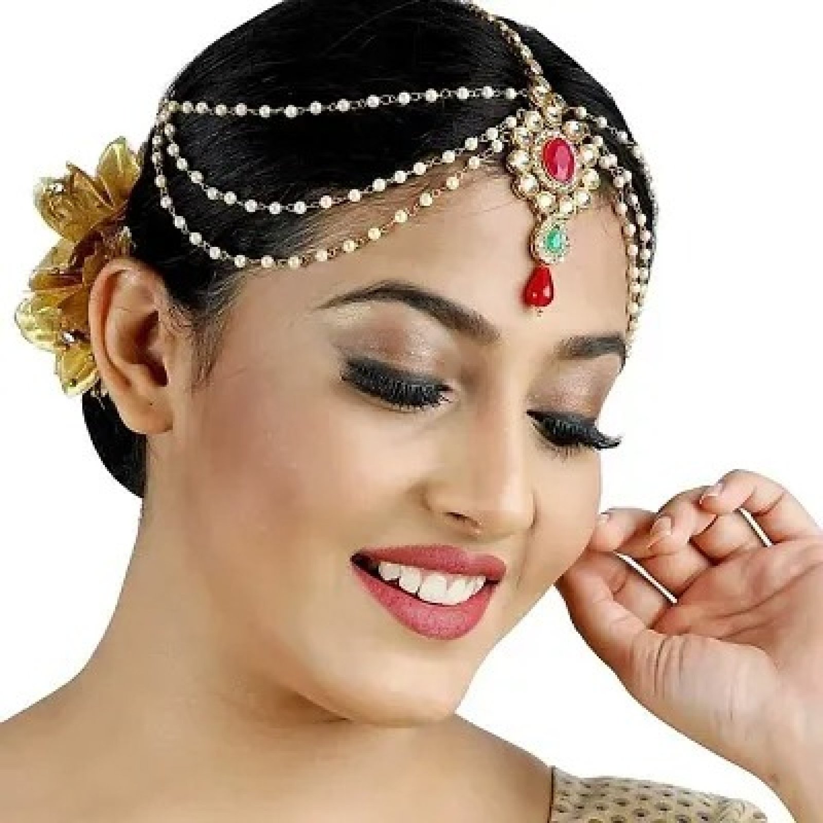 Traditional Indian Maang Tikka Set Gold Silver Hair Accessories Forehead  jewelry — Discovered